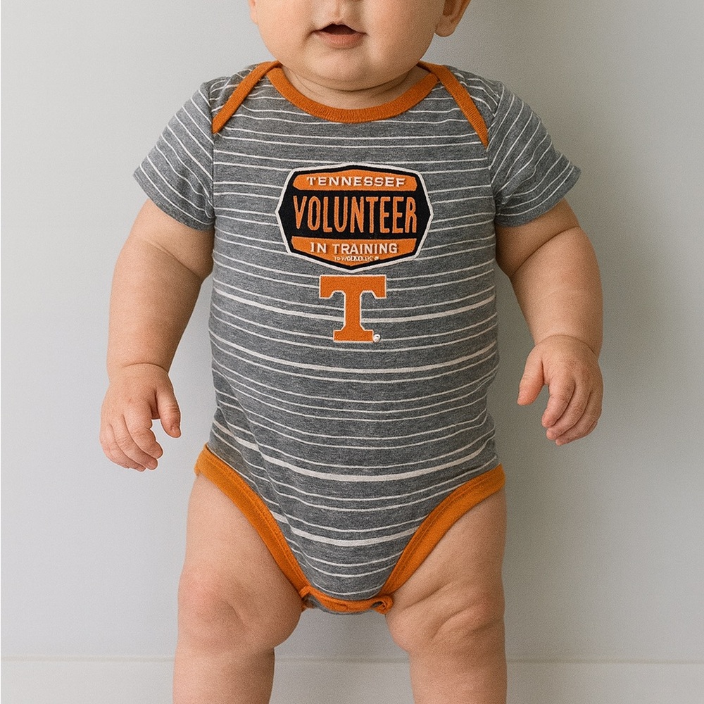 Russell Athletic Gray and Orange Striped Bodysuit